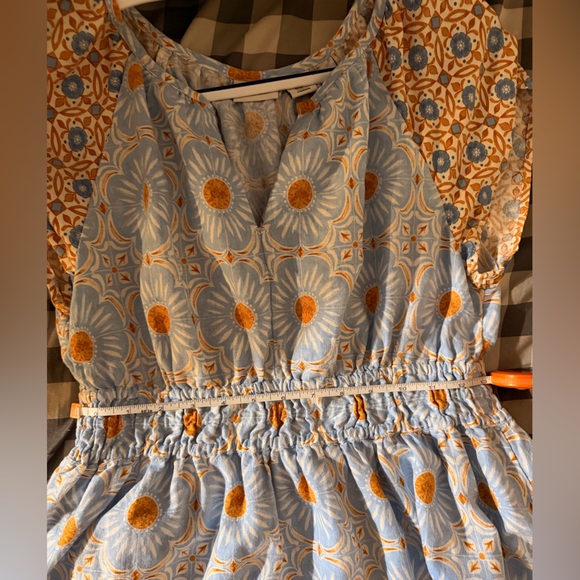 Rachel Zoe Blue Floral Smocked Midi Dress Size M Boho - Picture 8 of 8